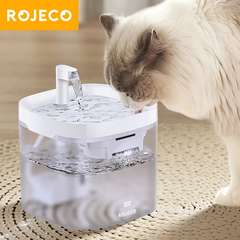 ROJECO Automatic Cat Water Fountain Smart Pet Water Dispenser with Pump for Dog Rechargeable Drinking Filter Cat Drinking Supply