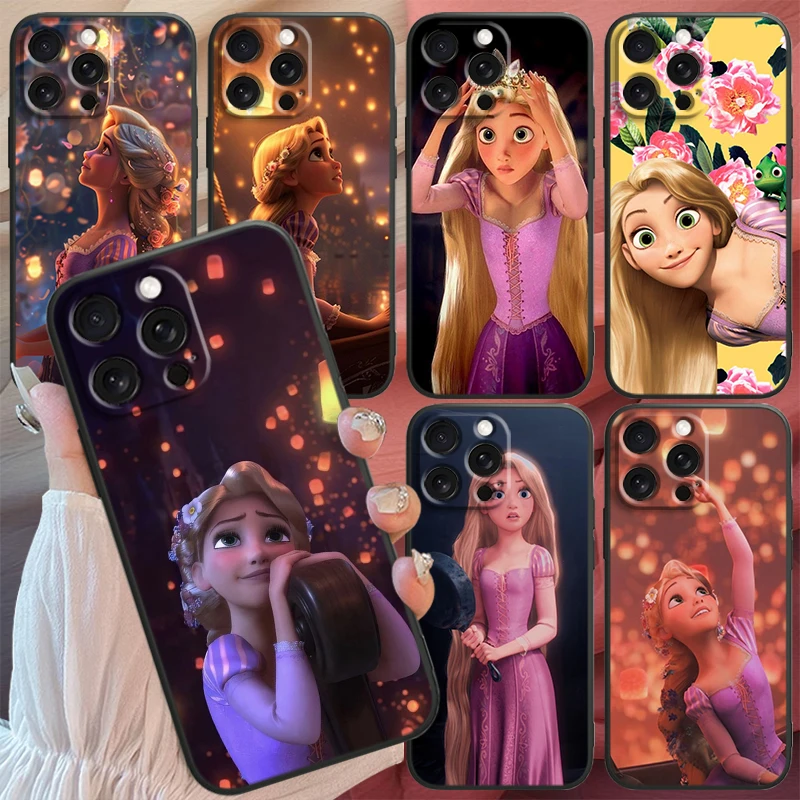 

Disney Rapunzel Princess For iPhone 15 14 13 12 11 XS XR X 8 7 SE Pro Max Plus Mini Black TPU Phone Case