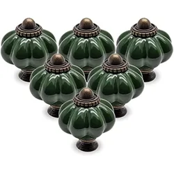 3/6/12PCS Polished Metal & Dark Green Ceramic Knobs Set - Secure Cabinet and Dresser Pulls with Hardware for Home Decoration