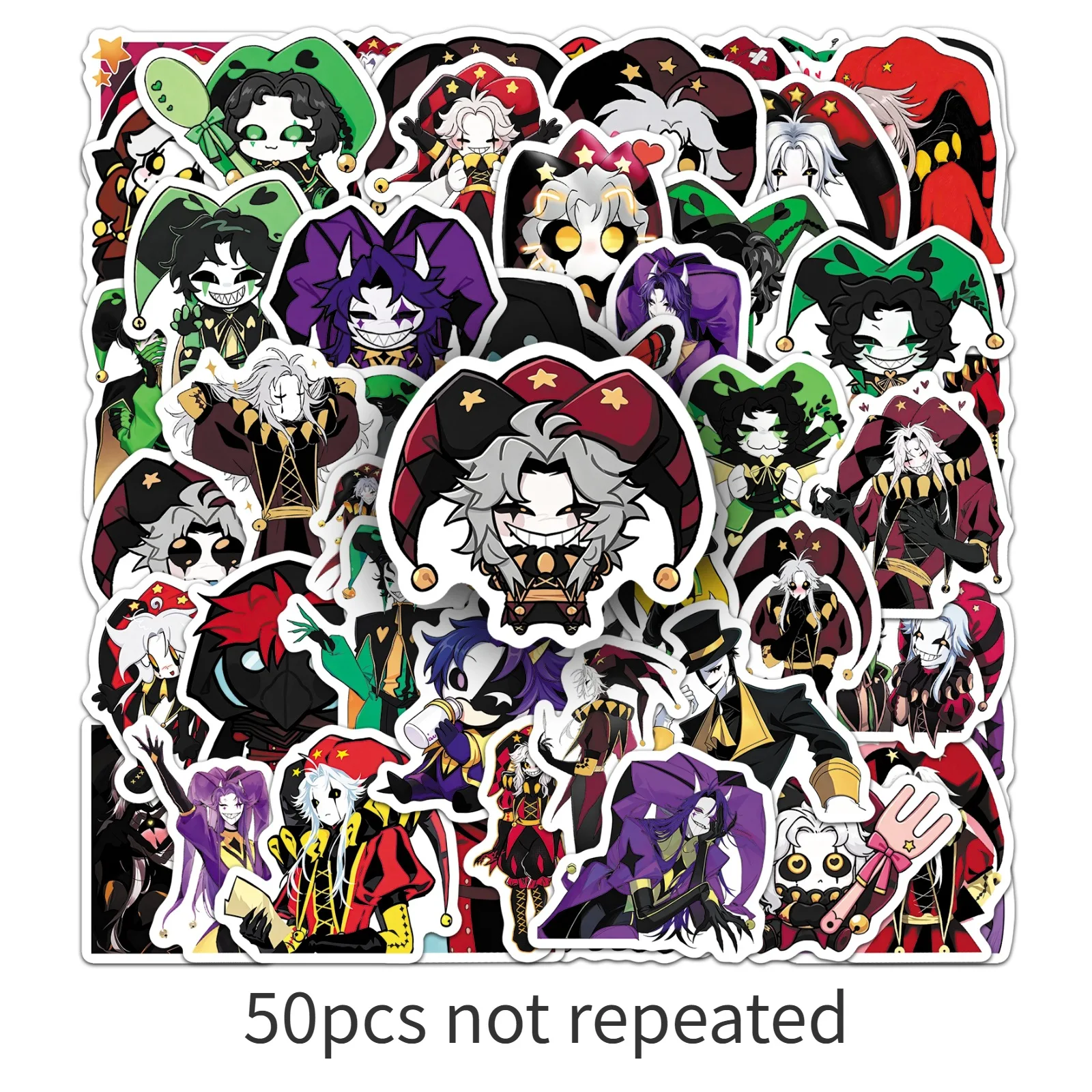 50PCS Spooky Carnival Gothic Circus Jester Character Stickers Waterproof DIY Decals For Notebook Phone Case  Laptop Gift
