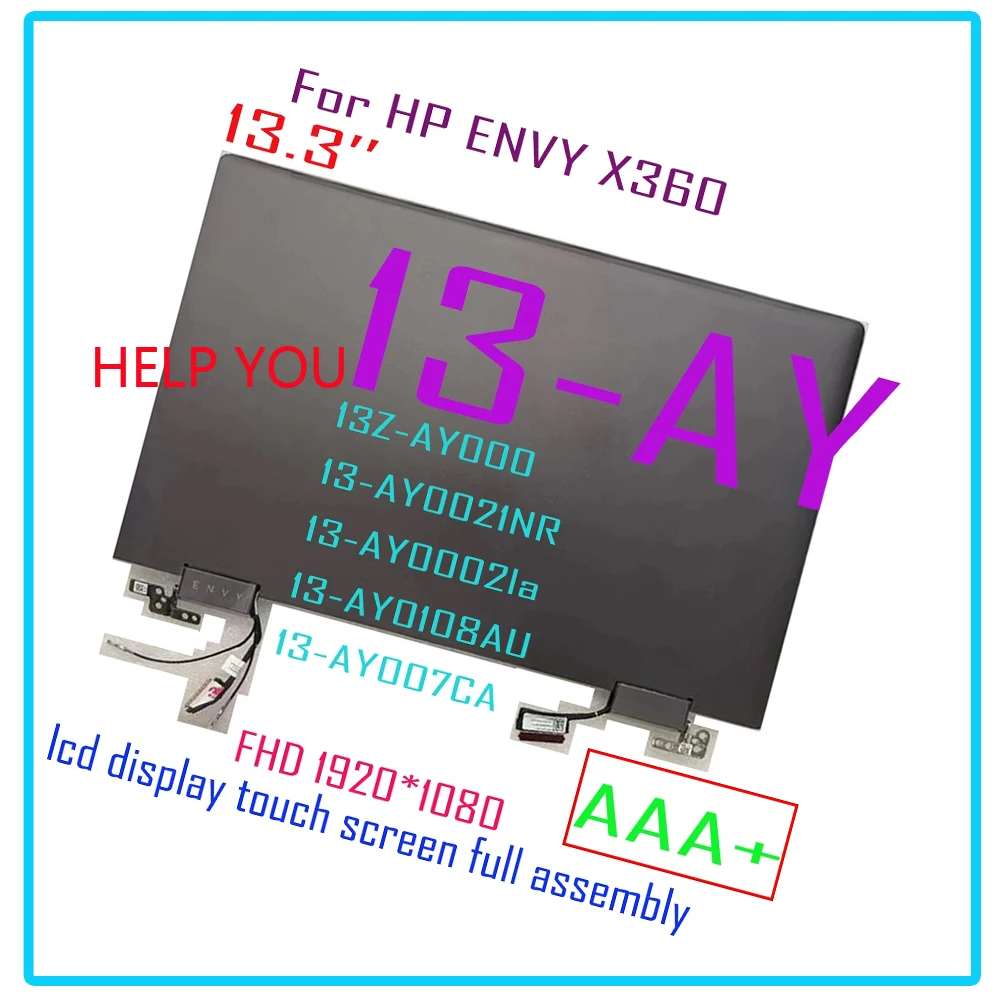 

13.3'' for HP ENVY X360 13-AY 13Z-AY000 13-AY0021NR 13-AY0002la 13-AY0108AU 13-AY007CA LCD Touch Screen Digitizer Full Assembly