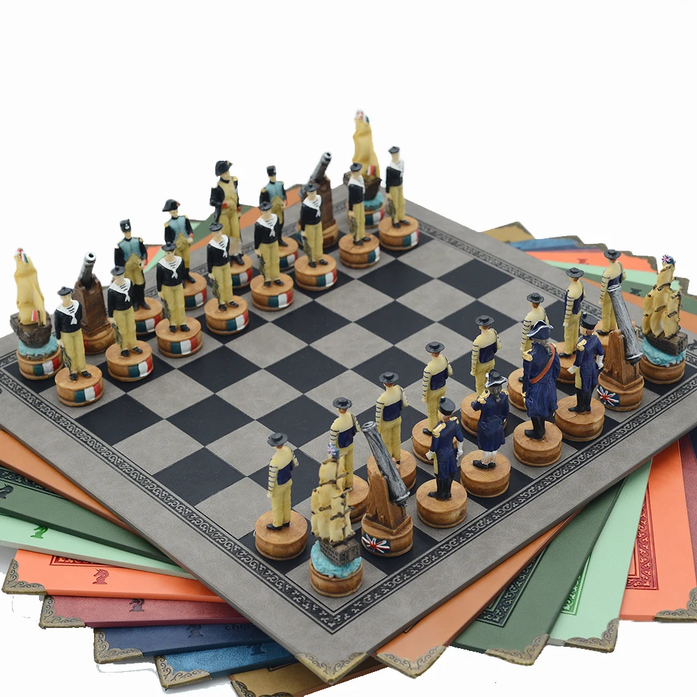 

French Italian Theme Character Chess Set Chess Game Resin Luxury with Chessboard Painted Collection Table Gift Box Packaging