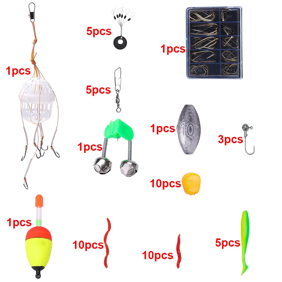 Portable 1.8m Telescopic Fishing Rod Reel Combo 55pcs Spinning Kit with Soft Lures for Beginners Carp Fishing