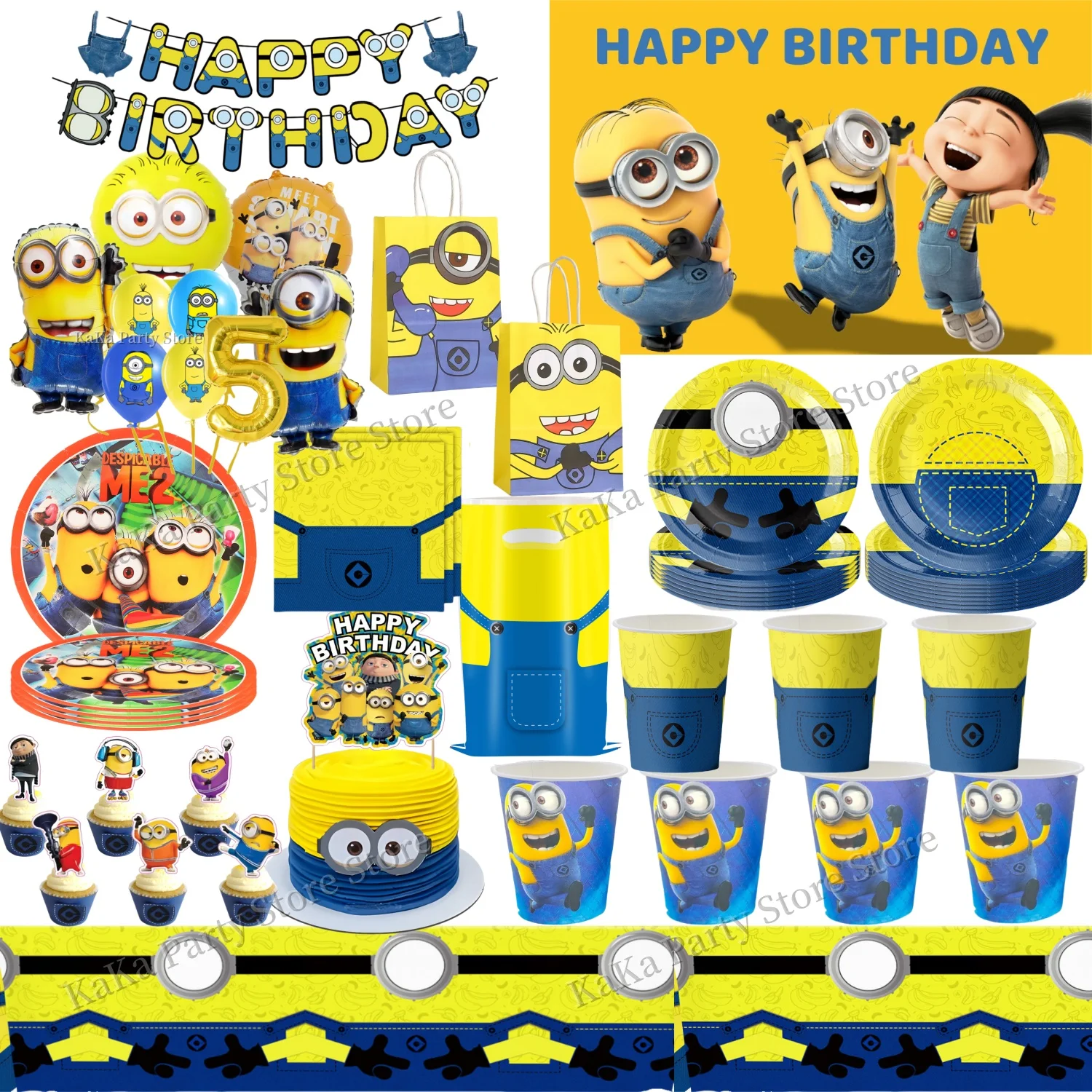 

Despicable Me Birthday Party Decor Banana Man Disposable Tableware Tablecloth Cup Plate Balloon Baby Shower kids Party Supplies