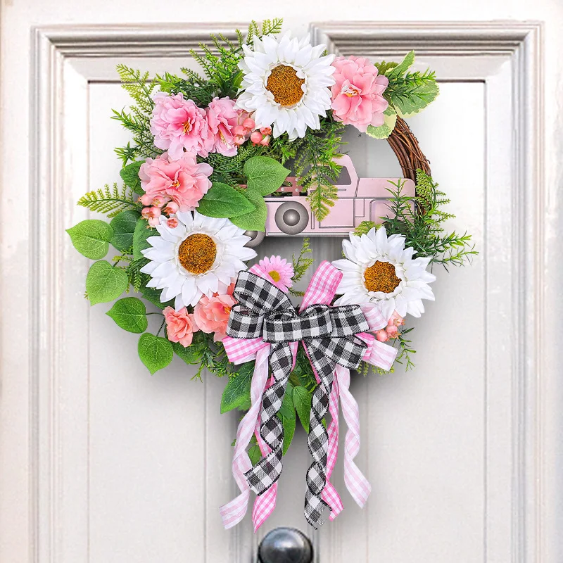 New Valentines Day Wreath Decoration For Front Door Wall Window Artificial Flower Wreath Event Party Props Hanging Decorations