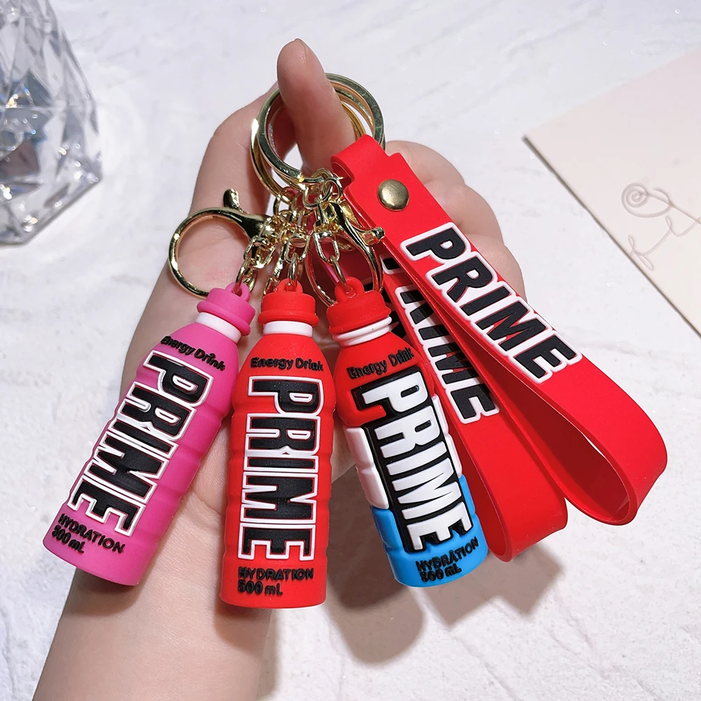 Niche Design Pop Pvc Soft Plastic Drink Bottle Energy Bottle Prime Drink Wine Bottle Keychain Pendant Keychain