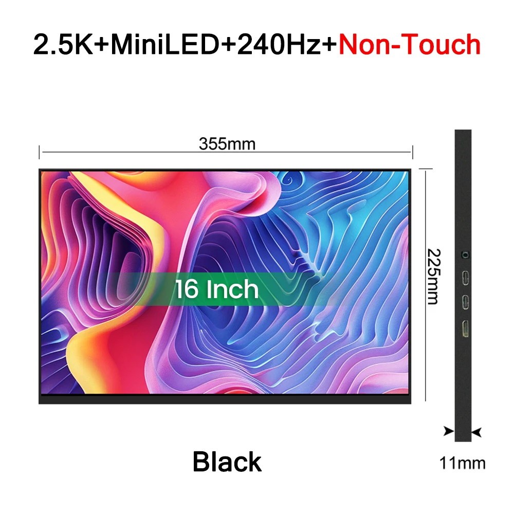 16インチ 2.5K 240Hz MiniLED ポータブルモニター 2560x1600P 1200nit