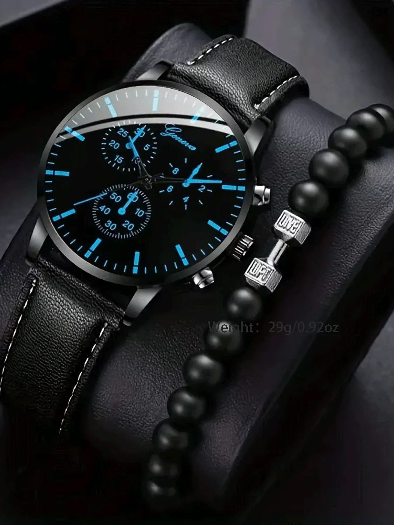 2-piece Men's Watch Versatile Fashion Quartz Watch Charm Business Men's Watch set