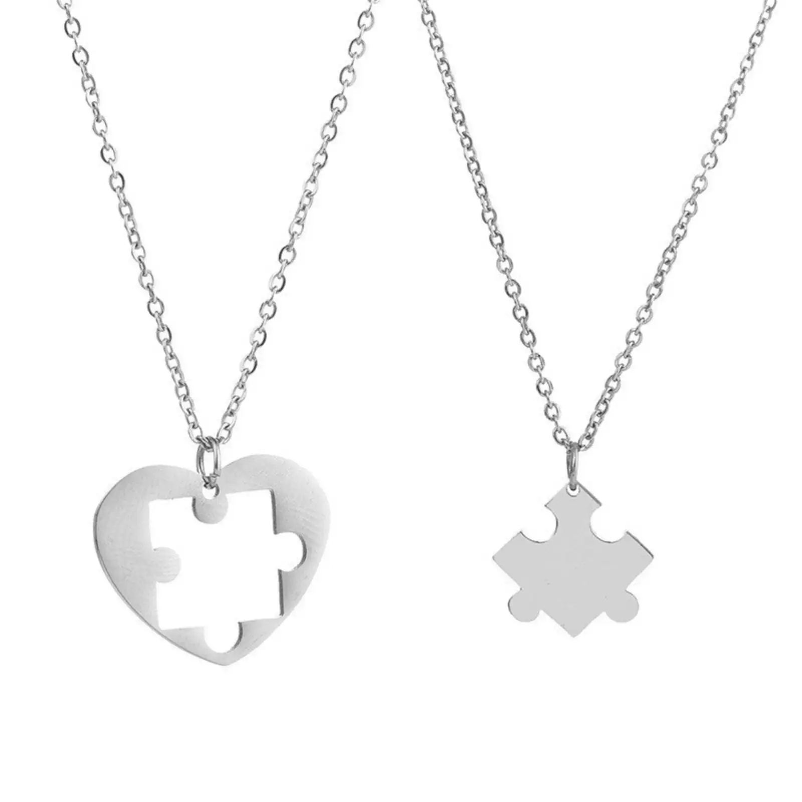 Edelstahl-Herz-Puzzle-Partnerkette, Herz-Puzzle-Anhänger-Halskette, Valentinstag-Schmuckgeschenk – Detail 1