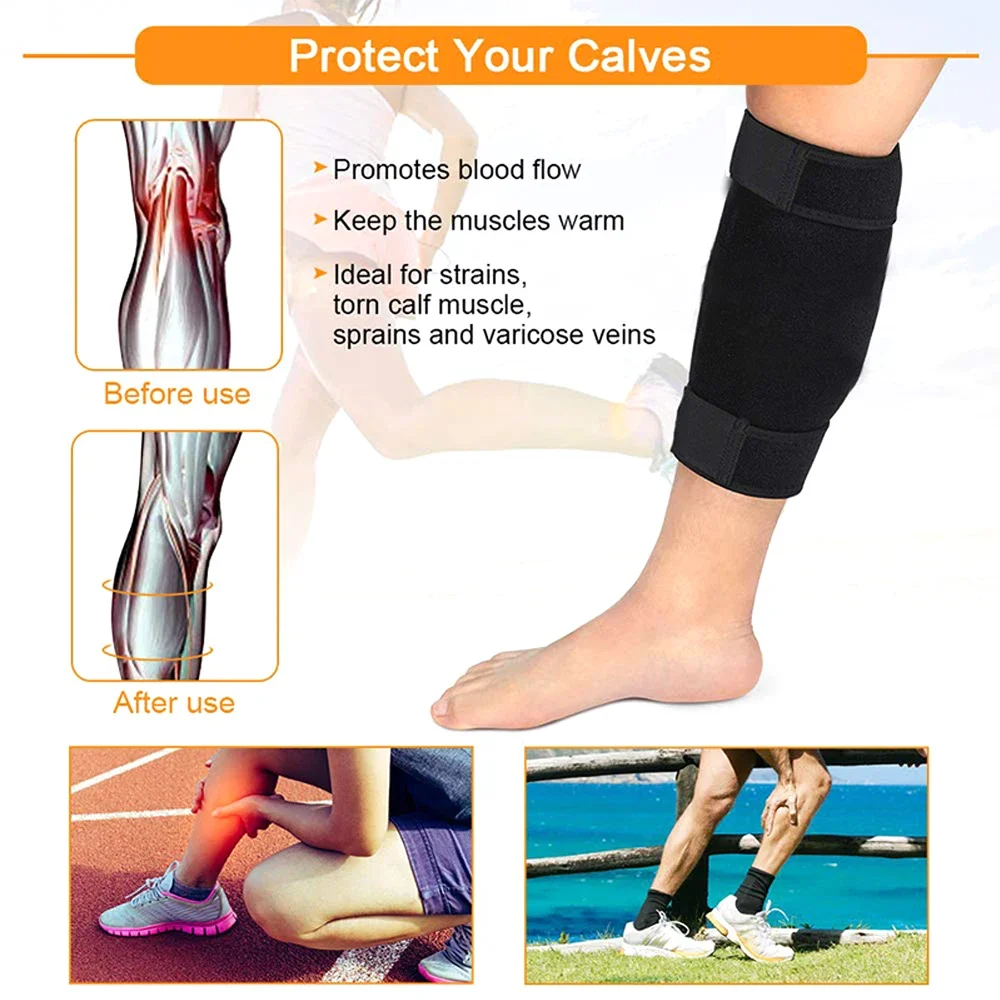 1Pcs Sports Calf Shin Support Brace, Adjustable Calf Brace Compression Leg Sleeve Wrap Band for Running