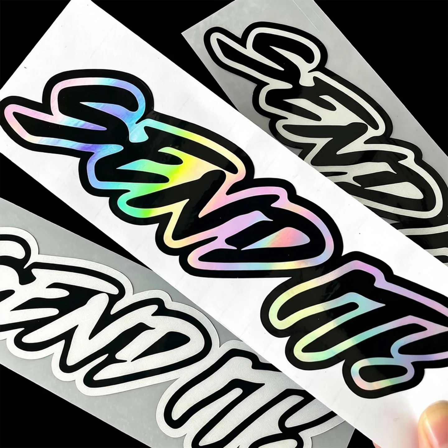 2PCS SEND IT Text Reflective/Laser Motorcycle Stickers Moto Motocross Scooter Body Fuel Tank Fairing Vinyl Accessories Decals