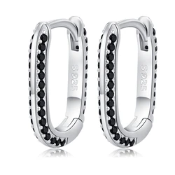 Black Awn 2023 New Square Circle Hoop Earrings For Women Shiny Cubic Zircon Earring Trend Party Jewelry Couple Gift  I277