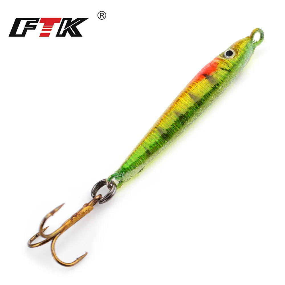 FTK Small Winter Ice Fishing Hook Jig Winter Bait Jig 3pcs/pack 5g/9g With Barded Sharp Hook Marine Cut For Frozen Water Fishing