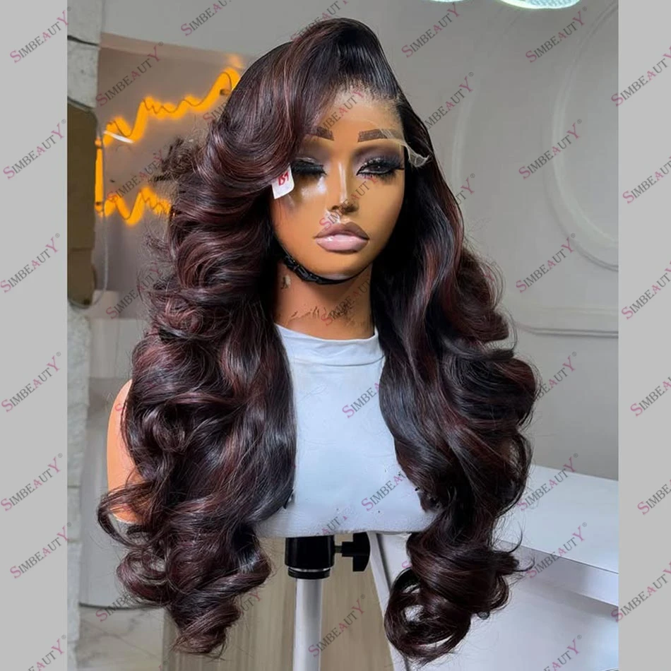 سوبر متموج تسليط الضوء على النحاس براون الشعر البشري الدانتيل الجبهة الباروكات للنساء 1B/33 موجة الشعر 360 الدانتيل الباروكات الأمامية آلة صنع U جزء #1