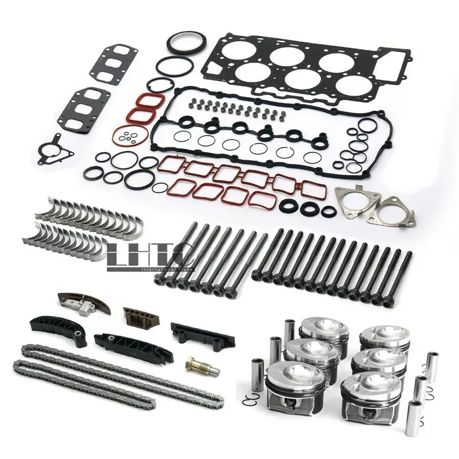 Engine Overhaul Rebuild Kit Pistons Rings Bearings Timing Chain Tensioner For 3.6 aud Q7 VW Touareg Passat CC Phaeton 3.6L FSI