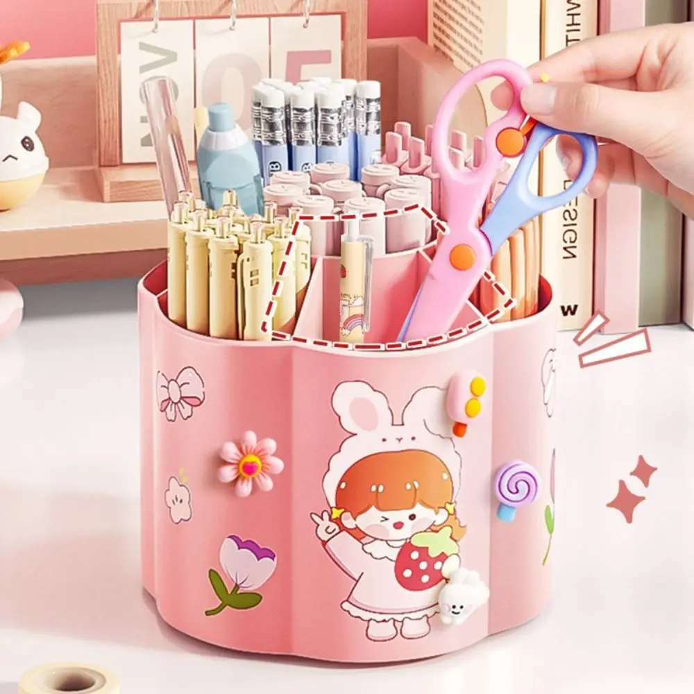 

Simple 360 Degrees Rotating Pen Holder Large Capacity Plastic Pen Container Desk Organizer Gift