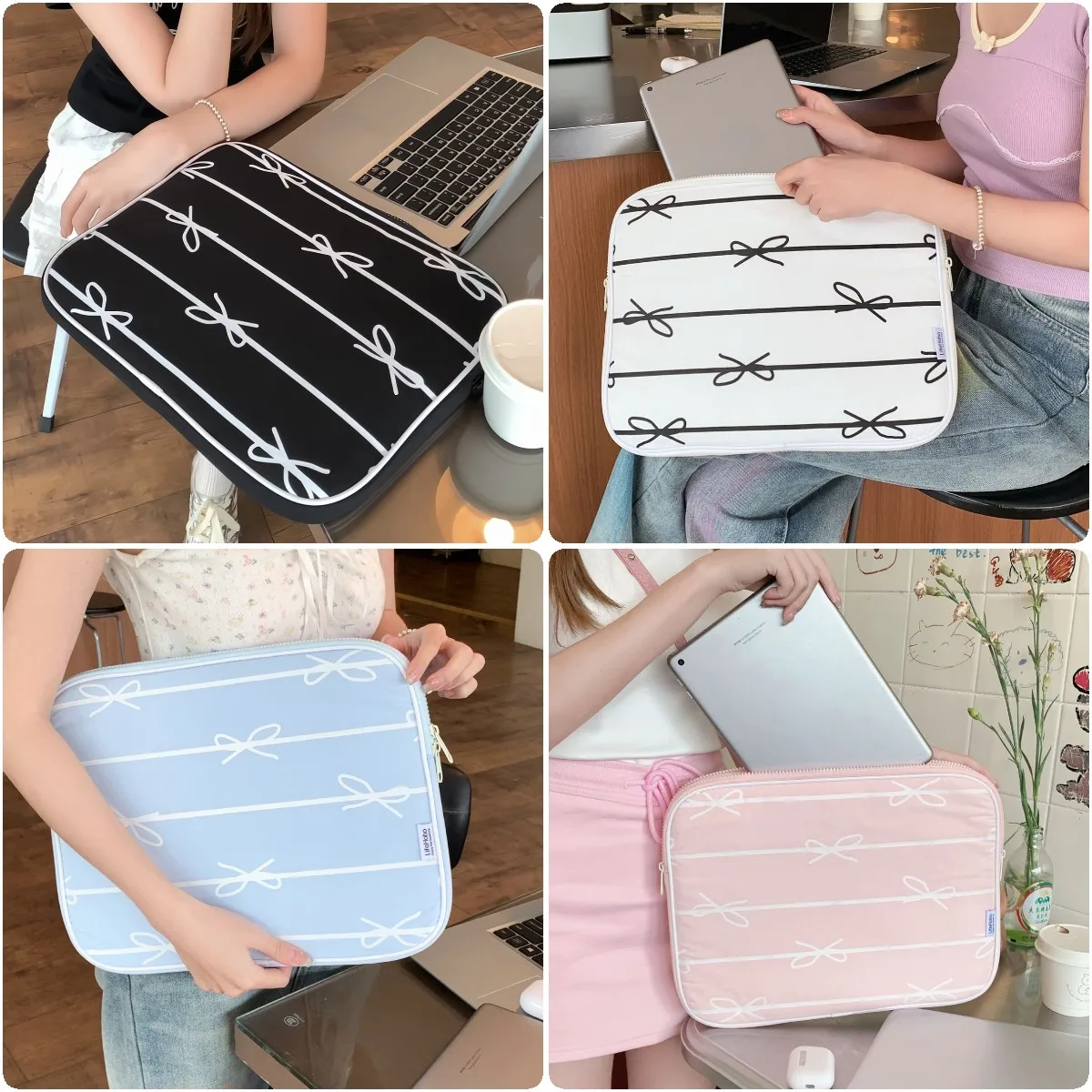 13 14 15 16 inch Laptop Bag INS Style Bow Computer Sleeve Bag For MacBook/HP/Dell/Surface/Acer, Soft Lining Laptop Bag for Women