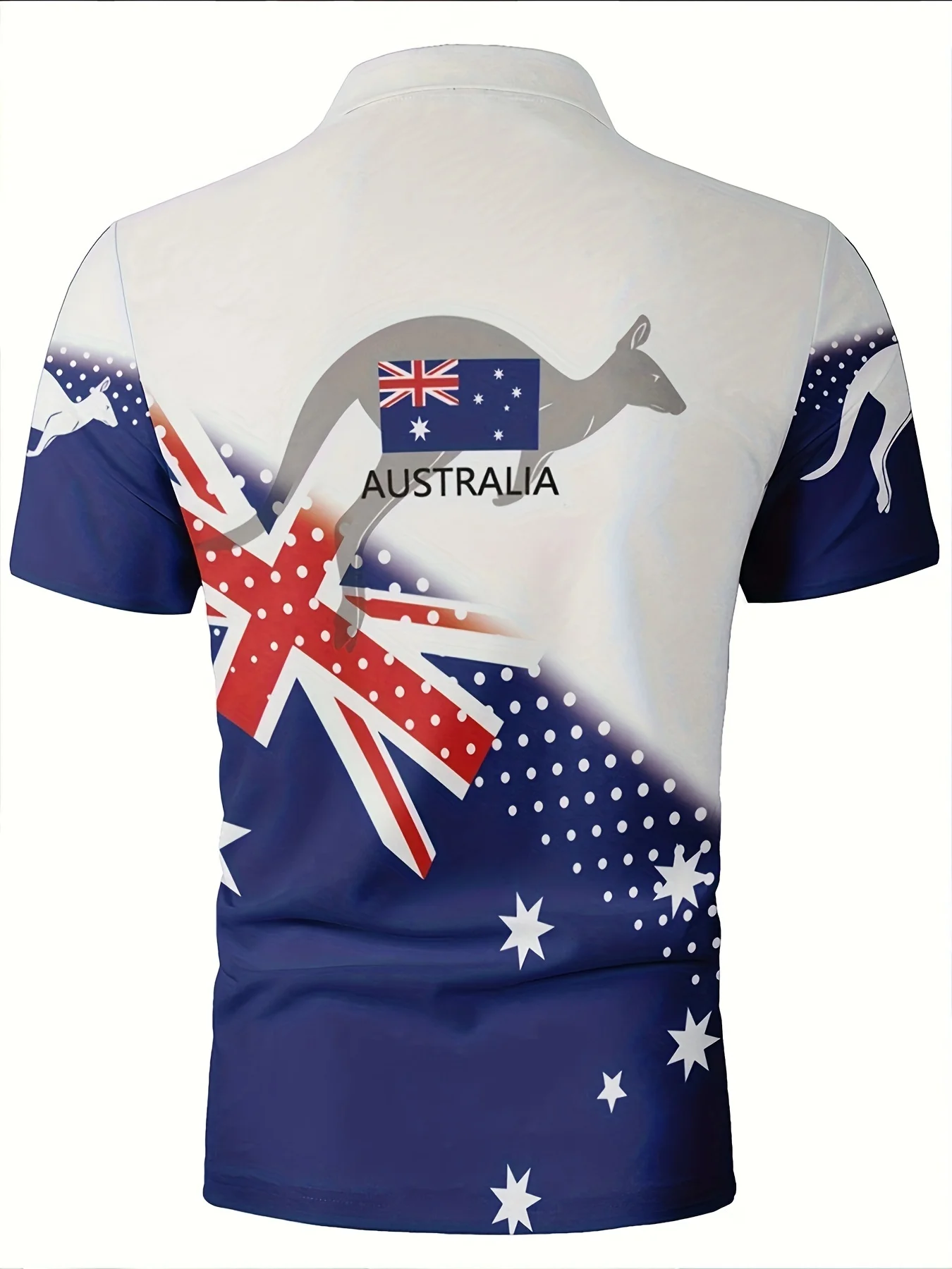 Australian Flag Kangaroo Print Men's Casual and Comfortable Short-Sleeved Polo Shirt image 2