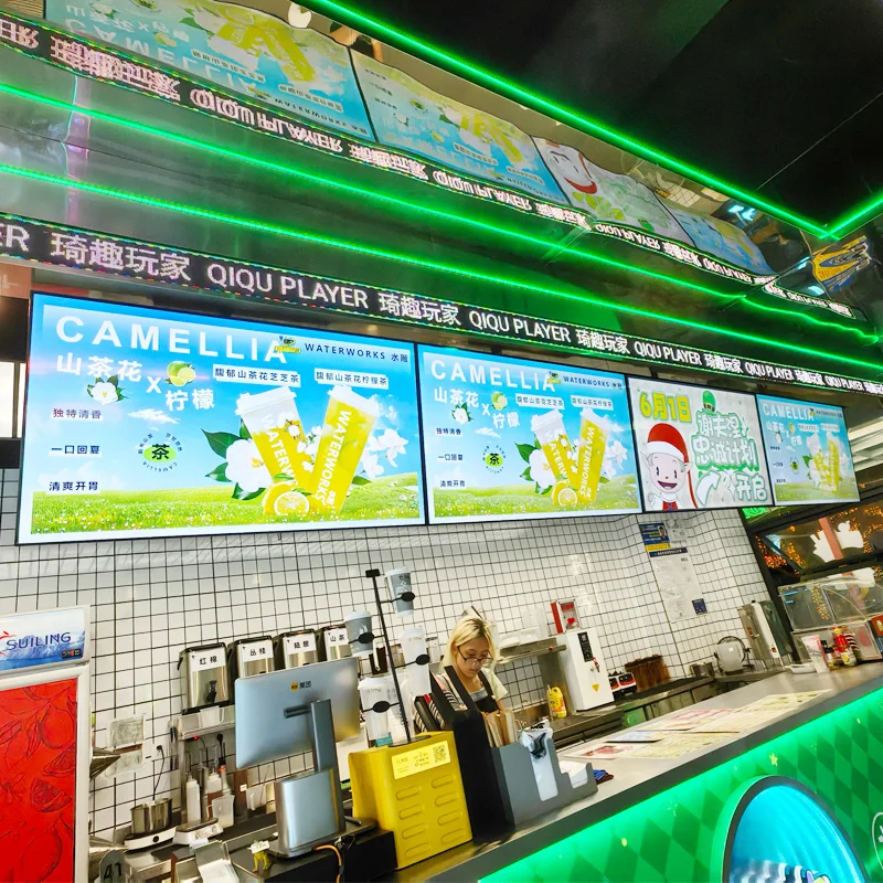 32インチ、43インチ、55インチの壁掛け広告スクリーンモニター、テレビディスプレイプレーヤー、4Kデジタルサイネージ、ディスプレイ、メニューボード、看板