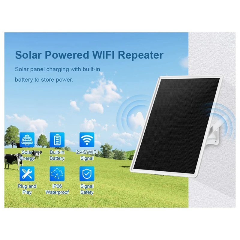 Penguat sinyal Internet nirkabel tenaga surya, Extender-2.4Ghz jangkauan Wi-Fi tahan cuaca, penguat sinyal Internet nirkabel baterai 20000Mah