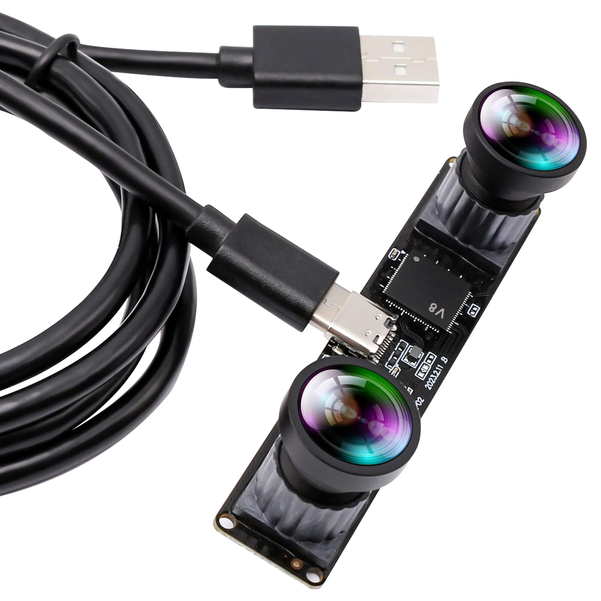 ELP 3D Camera 4MP 60fps 3840X1080P Synchronization Stereo USB Camera Module with Wide Angle No Distortion Dual Lens