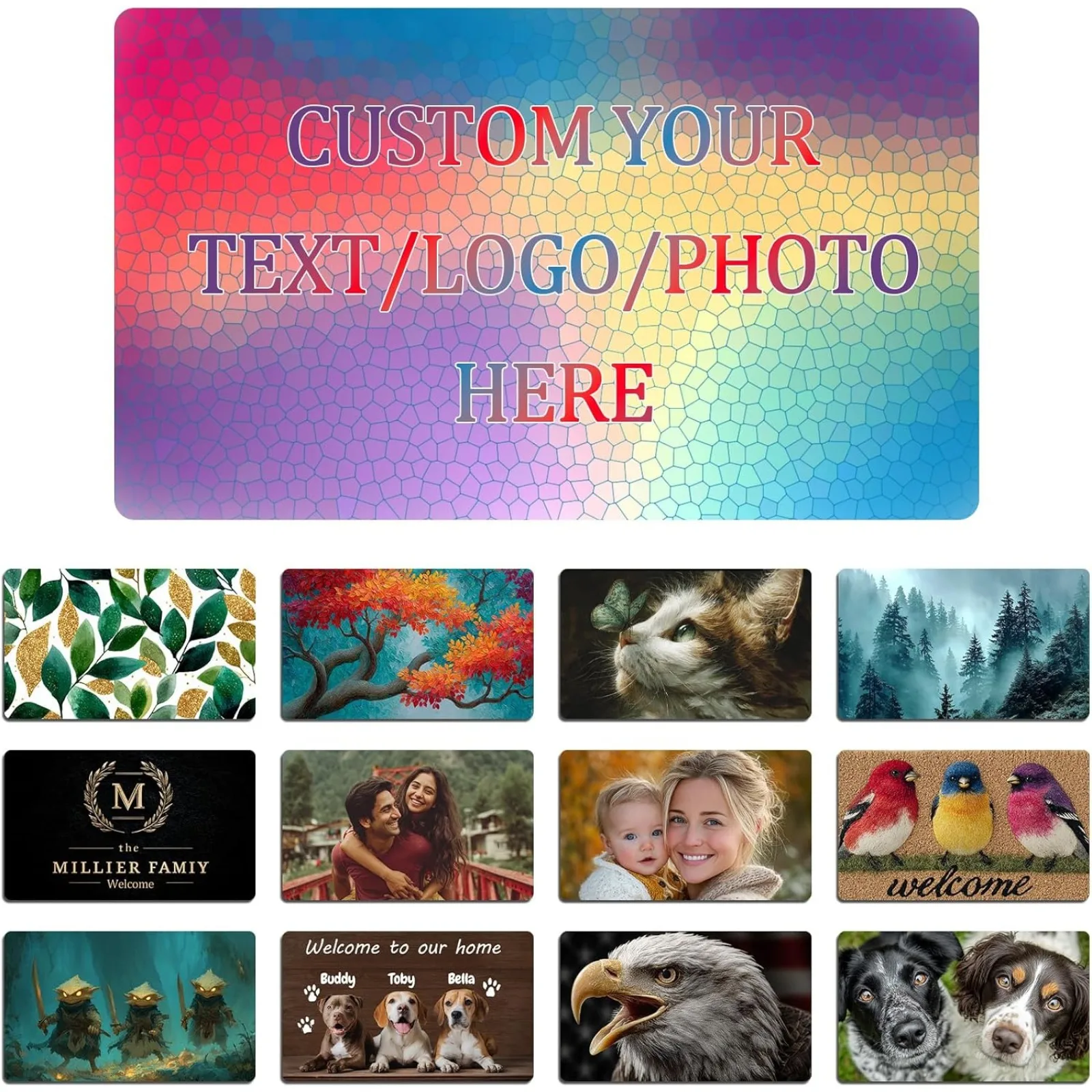 Personalized Pet Doormat for Front Door Custom Cute Dog Rug Pet Photo with Text