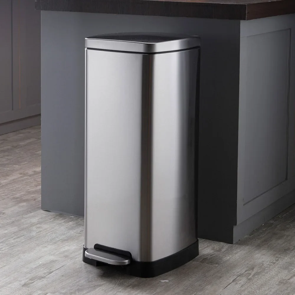 Bin Square Garbage Slow Lowering Mute Storage Bucket High-capacity Household Office Hotel Simple with Lid Foot Pedal Trash Can