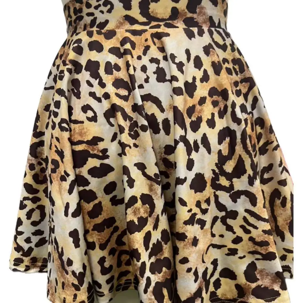 Leopard Print Skirt Female A-line Skirt Summer Casual Street Style Dress  New Nkirt High Waist Thin Casual Leopard Print Skirt