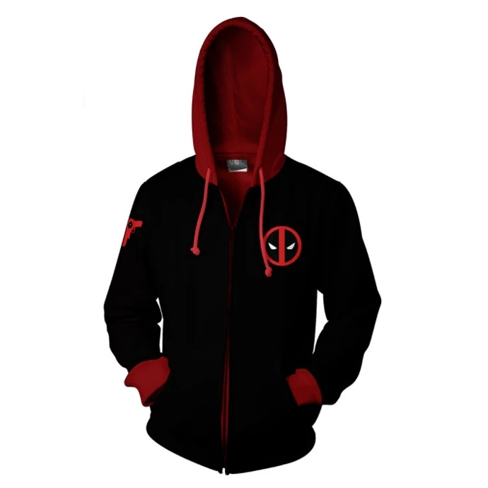 Felpa con cappuccio da uomo del film Marvel invernale 2024 3D stampato modello Deadpool abbigliamento sportivo con cerniera Street Fashion Felpa con cappuccio da uomo casual