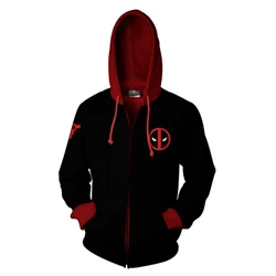 2024 Winter Marvel Movie Men's Hoodie 3D Printed Deadpool Pattern Sportswear with Zipper Street Fashion Casual Men's Hoodie