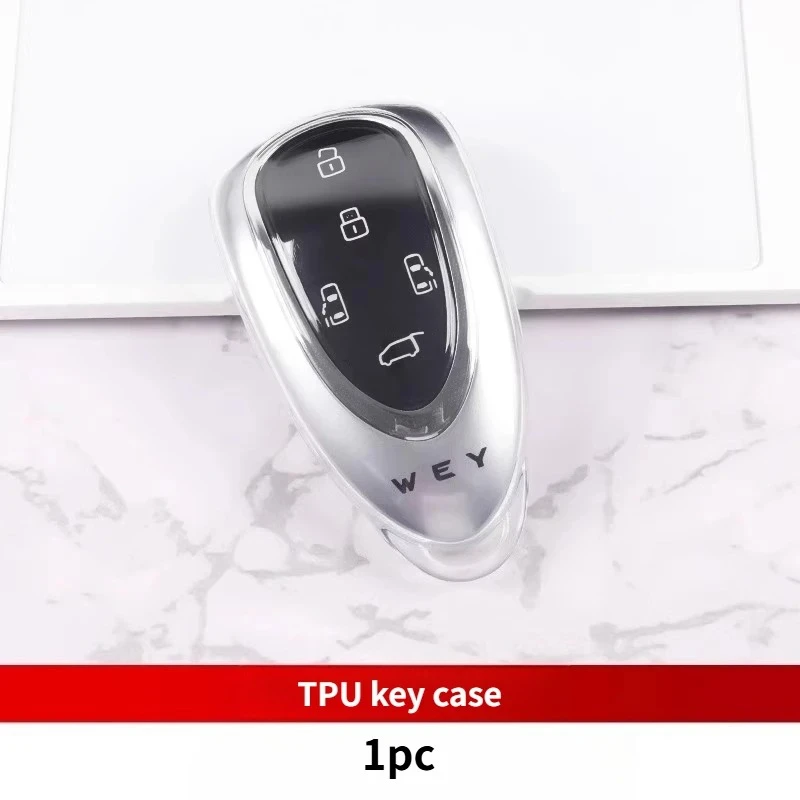 

Fit for Great Wall WEY Gaoshan 7/8/9 TPU Transparent Key Cover Case Protector with Carabiner