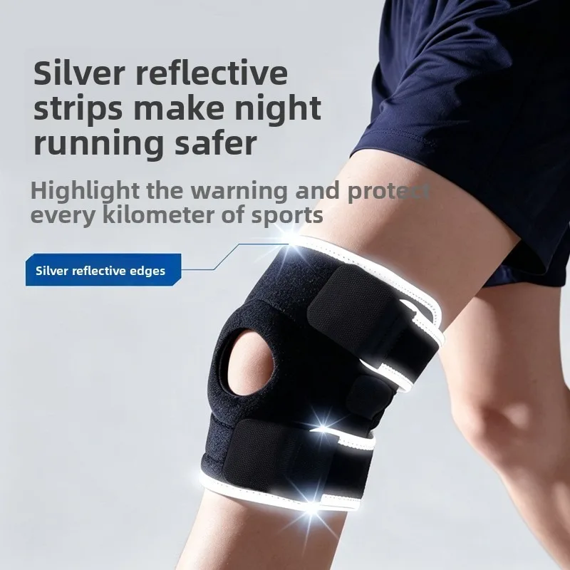 Running Sports Reflective Knee Pads Fitness Spring Support Anti Collision Joint Cover Non Slip Pressurized Badminton Knee Guard