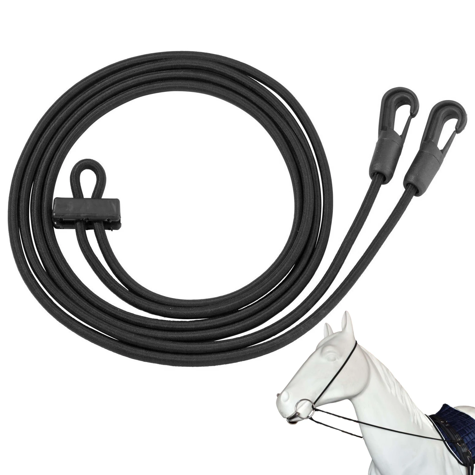 Rope Horse Reins 9.8ft Adjustable Elastic Latex Neck Stretcher Training Rope Headcollar For Horses Of All Sizes