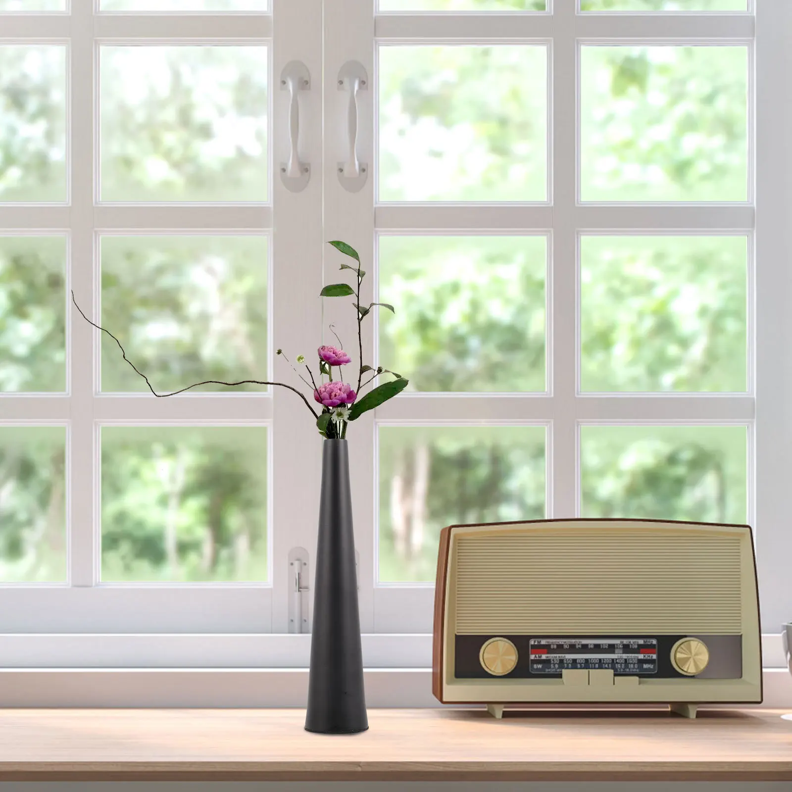 

Aluminum Flower Vase Black Metal Craft Decorative Vase For Home Tabletop Centerpiece Modern Dried Flower Arrangement Container