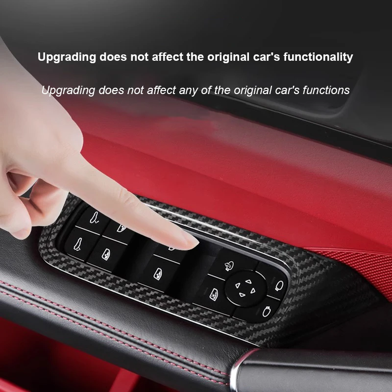 For Porsche Panamera 2017 Cayenne 2018-2024 Real Carbon Fiber Car Door Window Lift Switch Decorative Frame Protective Accessory
