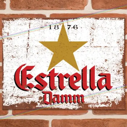 Letreros Metálicos ESTRELLA DAMM para Decoración de Paredes, Bodegas, Bares, Pósters de Cerveza, Letreros de Aluminio