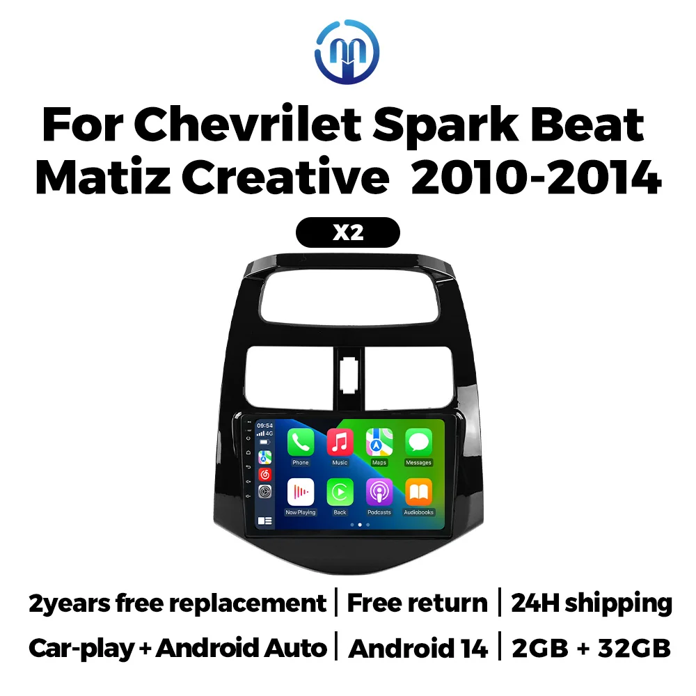

Автомобильный мультимедийный плеер NAVIFLY 9" Android 14 с FM-радио для Chevrolet Spark Beat Matiz Creative 2010-2014, беспроводной CarPlay, GPS