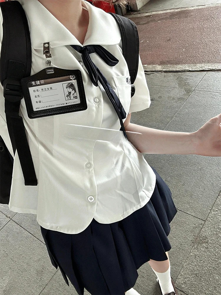 

Summer New Women's Short Sleeve Shirt Waist in Navy Collar Japanese Style School Uniform Set Original Jk Uniform Short Dress