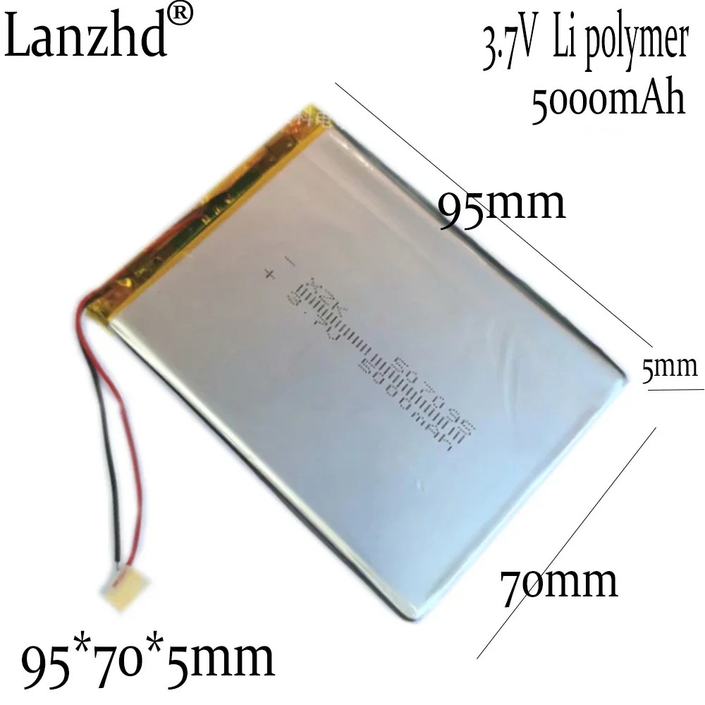 1-12PCS 507095 3.7V Li Polymer lithium battery 5000mAh capacity For Tablet computer portable power supply DIY batteries