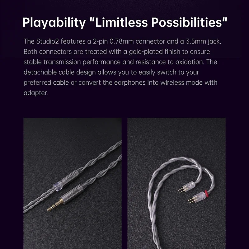 Softears Studio2 2BA armadura equilibrada Monitor de música Hifi estudio auricular IEM 0,78mm Cable con cable auriculares Studio 2