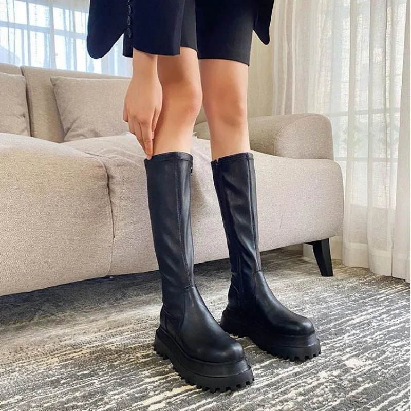 

Autumn Winter Women Platform Boots High Heels Short Boots Elegant Slim Fit Long Boot Riding Boot Motorcycle Boot Botas De Mujer