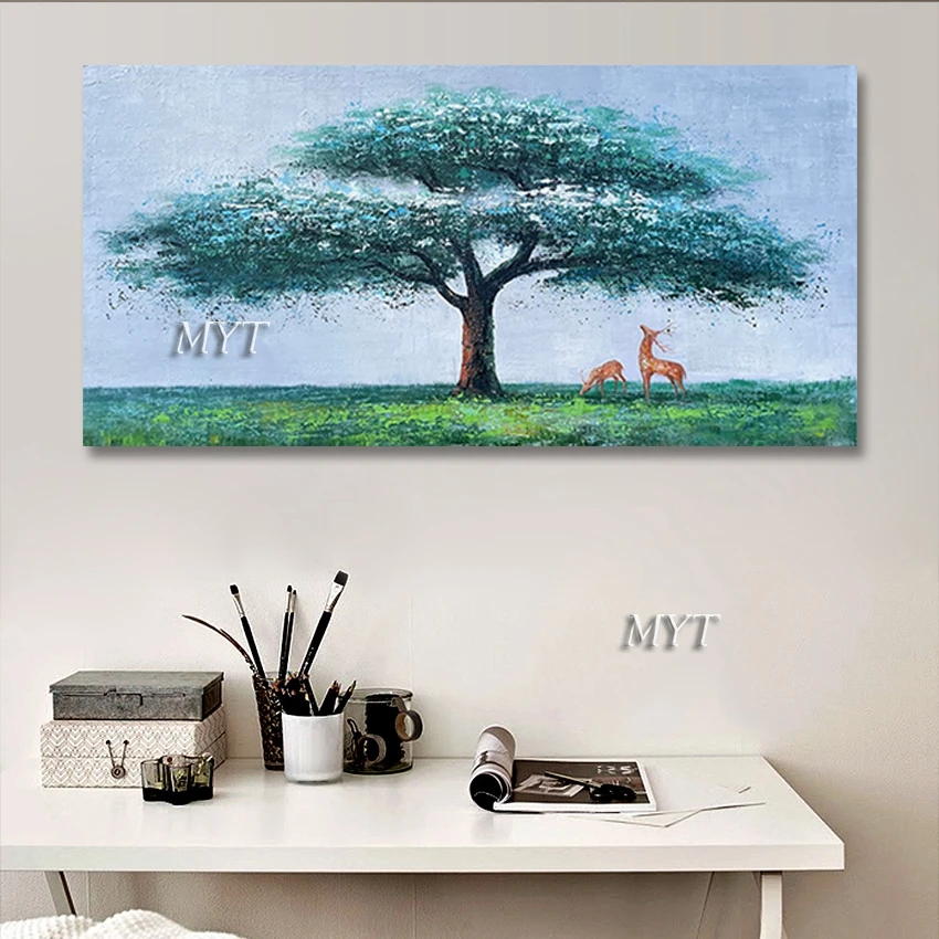 

Newest Handmade Tree Canvas Oil Painting Beautiful Landscape Design High Quality Import Home Decor Hotel Artwork Frameless