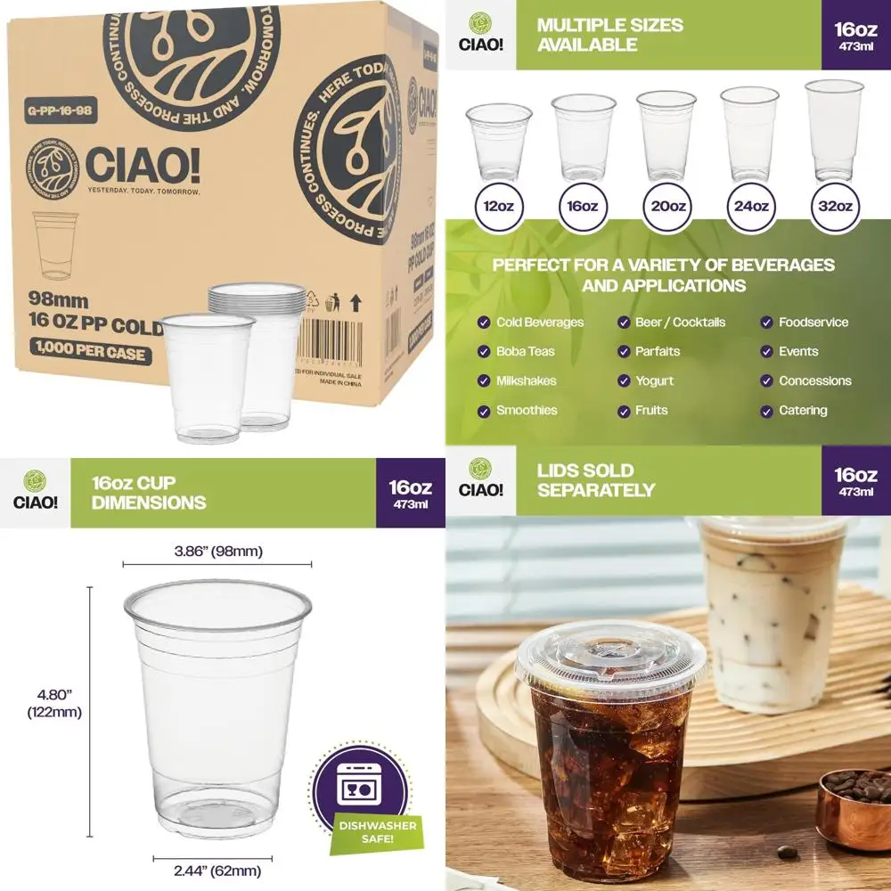 

Пластиковые чашки для холодных напитков из полипропилена на 16 унций для смузи, кофе со льдом, бобы, идеально подходят для термосвариваемых пленки, диаметр 98 мм, идеально подходят для холода