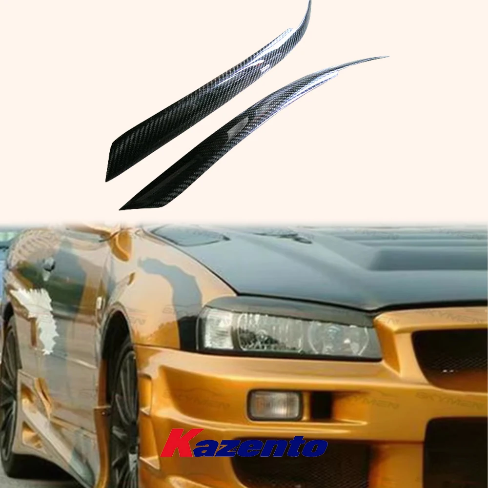 For Nissan Skyline R33 GTR GTS Coupe 95-98 Carbon Front Headlight Eyebrow Eyelid