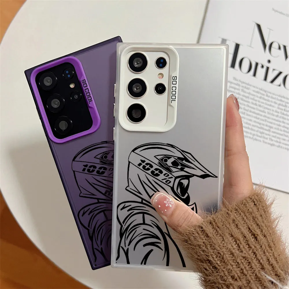 Silver IMD Phone Case For Samsung Galaxy S26 S25 S24 S23 S22 S21 Note 20 Ultra Plus Edge FE 5G Super Cool Knight Pattern Cover