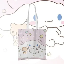 Sanrio Double Print Cartoon Canvas Bag Female Simple Student Handbag Female Cinnamoroll Small Fresh School Bag