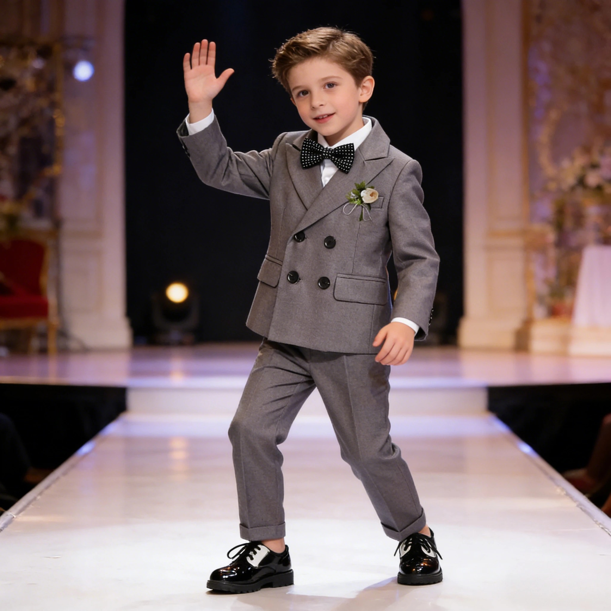 Boys Business Suit Spring Summer 2026 British Plaid Flower Child Wedding Outfits Gray Handsome Kids School Uniform Blazer Set
