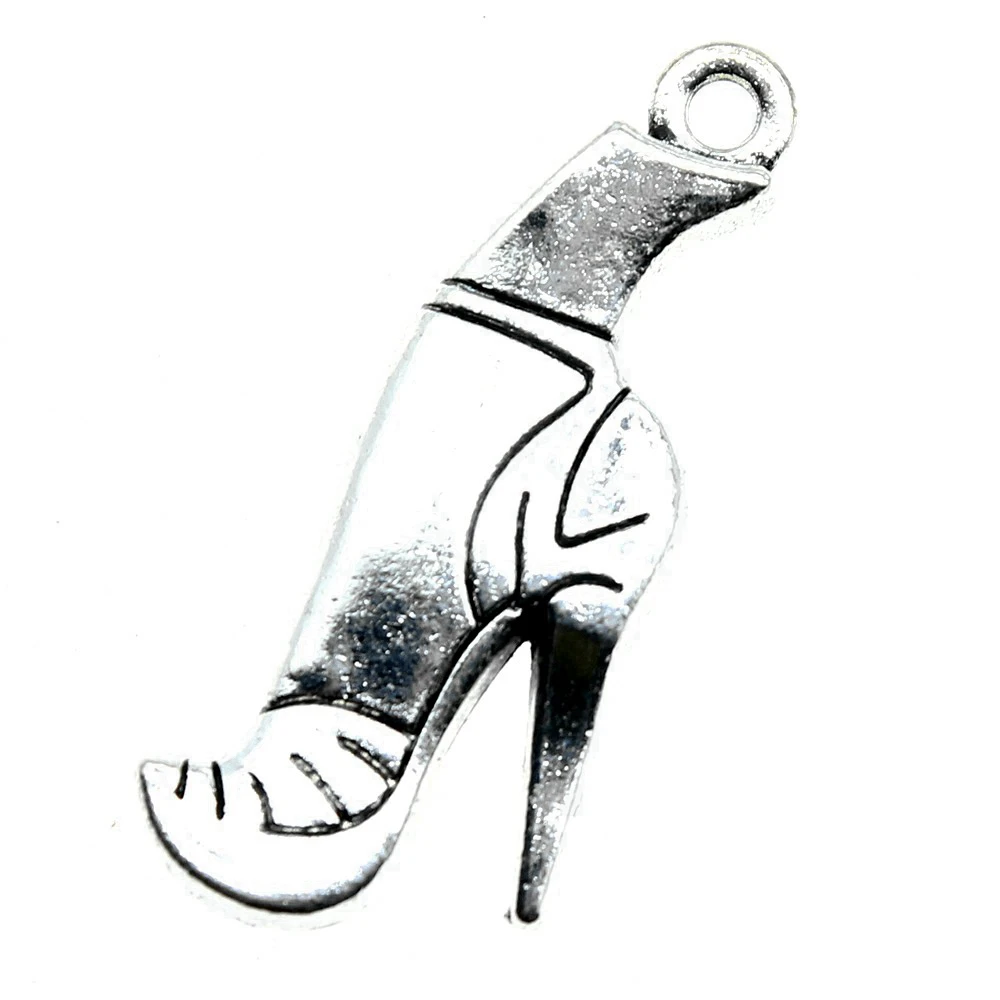 3pcs/lot 35x14mm High-Heeled Boots Charms For Jewelry Making Antique Silver Color 1.38x0.55inch