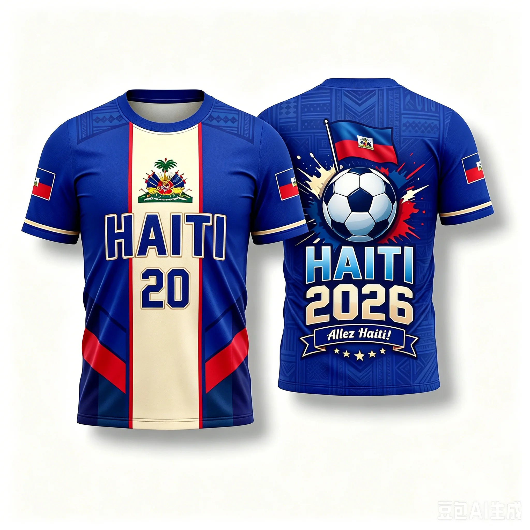 2026 Neues Sommer Haiti Fan T-Shirt für Damen und Herren, Fußball-Stil 3D-gedrucktes Sport-Oberteil, Wander- und Outdoor-Bekleidung