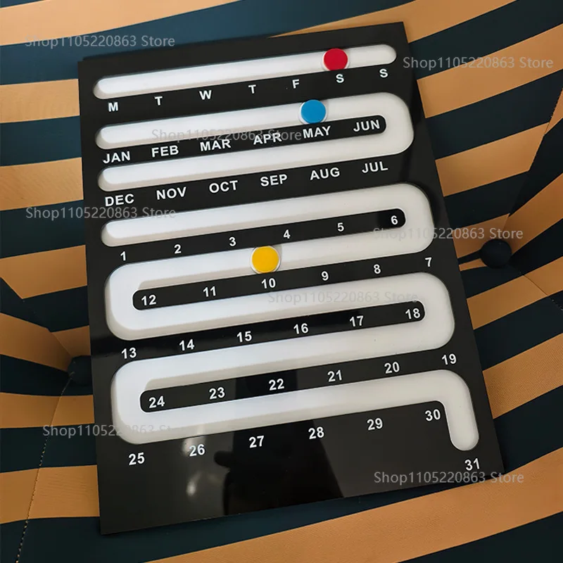 Sliding Perpetual Calendar Creative Calendar Desk Calendar Desktop Living Room Decoration Knickknacks Ornament Birthday Gift